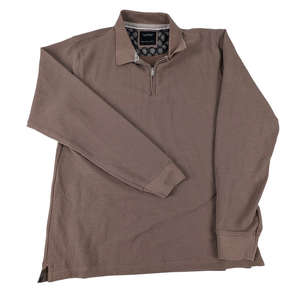 Cactus Man Ricky Singh Brown Diamond Quilted‎ Quarter Zip Pullover Mens XL